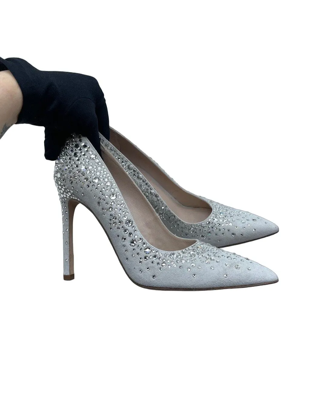 Stuart Weitzman Silver Embellished Heels