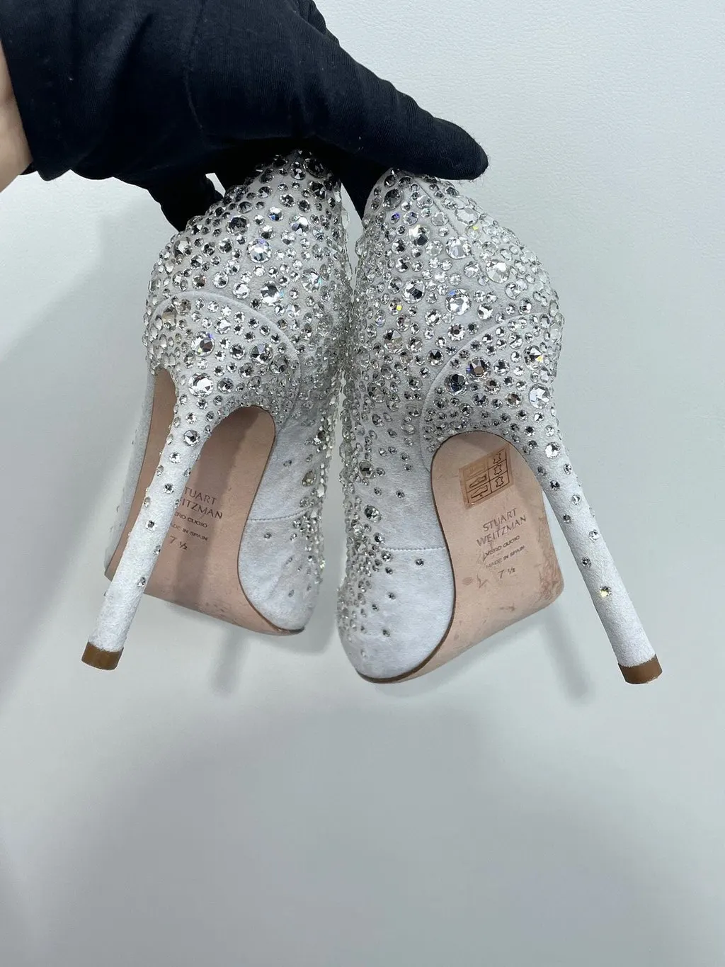 Stuart Weitzman Silver Embellished Heels Silver Very good - Inside View