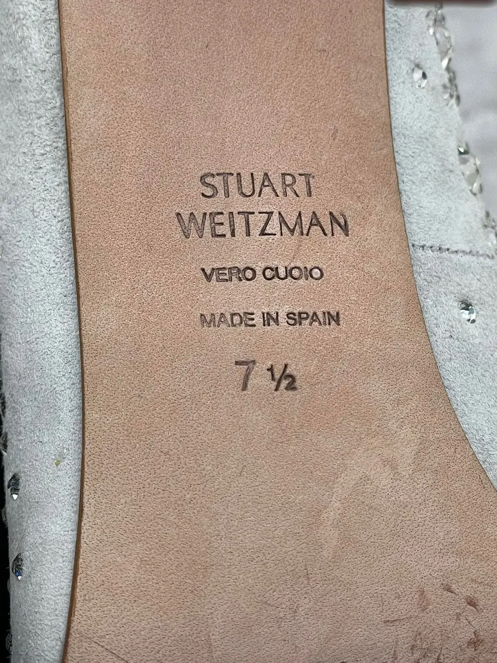 Stuart Weitzman Silver Embellished Heels Silver Very good - Model View