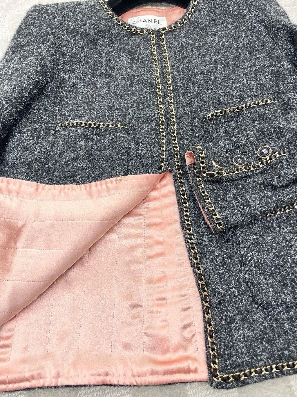 Chanel Grey Tweed Jacket Grey Tweed Very good - Model View