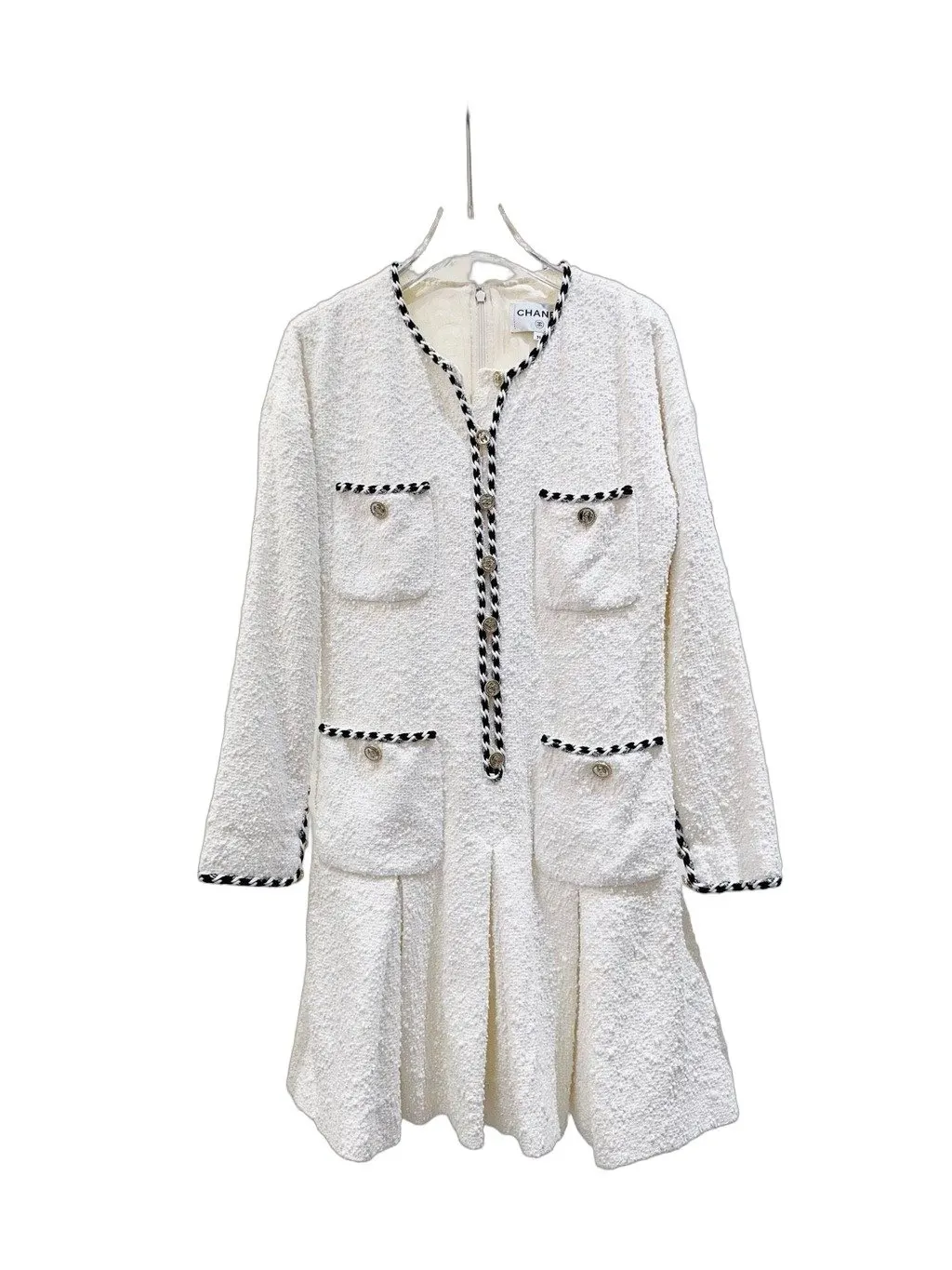 Chanel White Tweed Dress White Tweed Very good - Front View