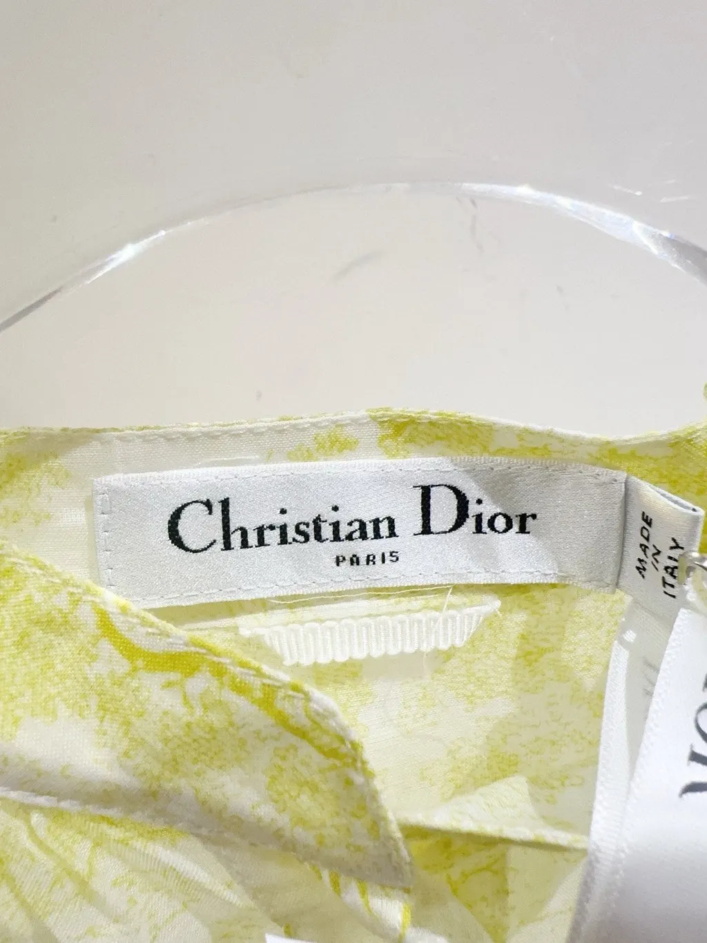 Dior Yellow Cotton Dress Yellow Cotton Never worn, with tag - Back View
