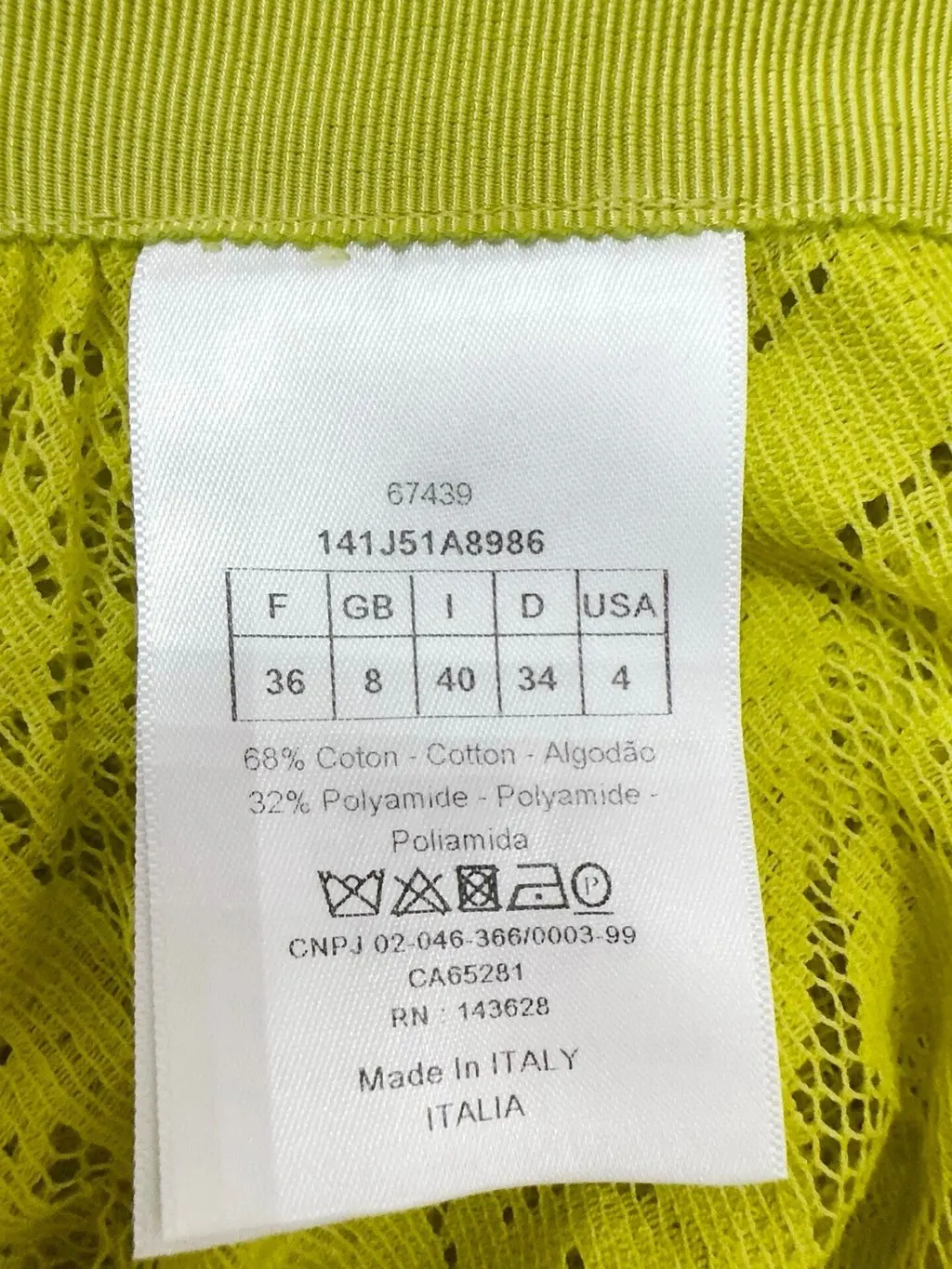 Dior Yellow Cotton Skirt Yellow Cotton Never worn - Box View