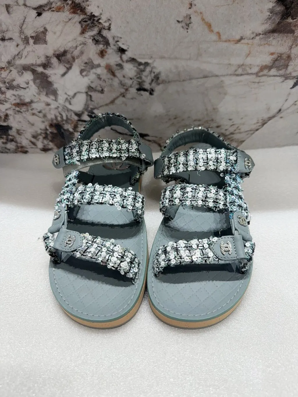Chanel Blue Leather Sandals Blue Leather Very good - Back View