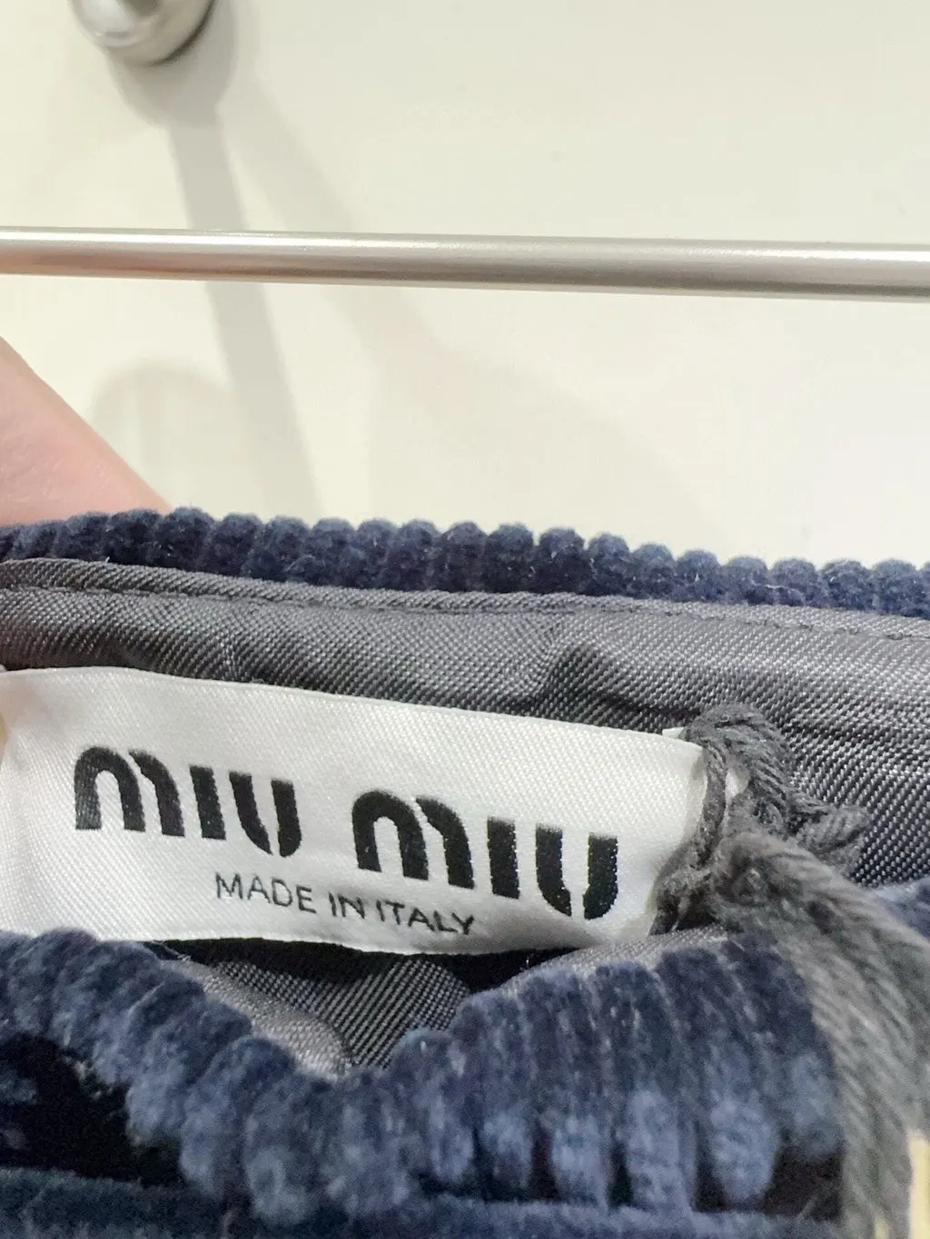 Miu Miu Navy Velvet Skirt Navy Velvet Never worn - Inside View