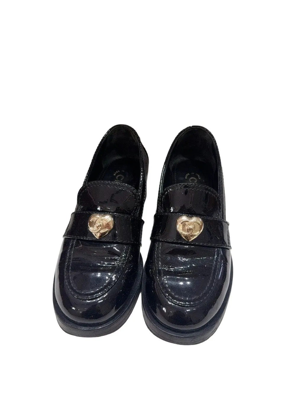Chanel Black Leather Flat Shoes