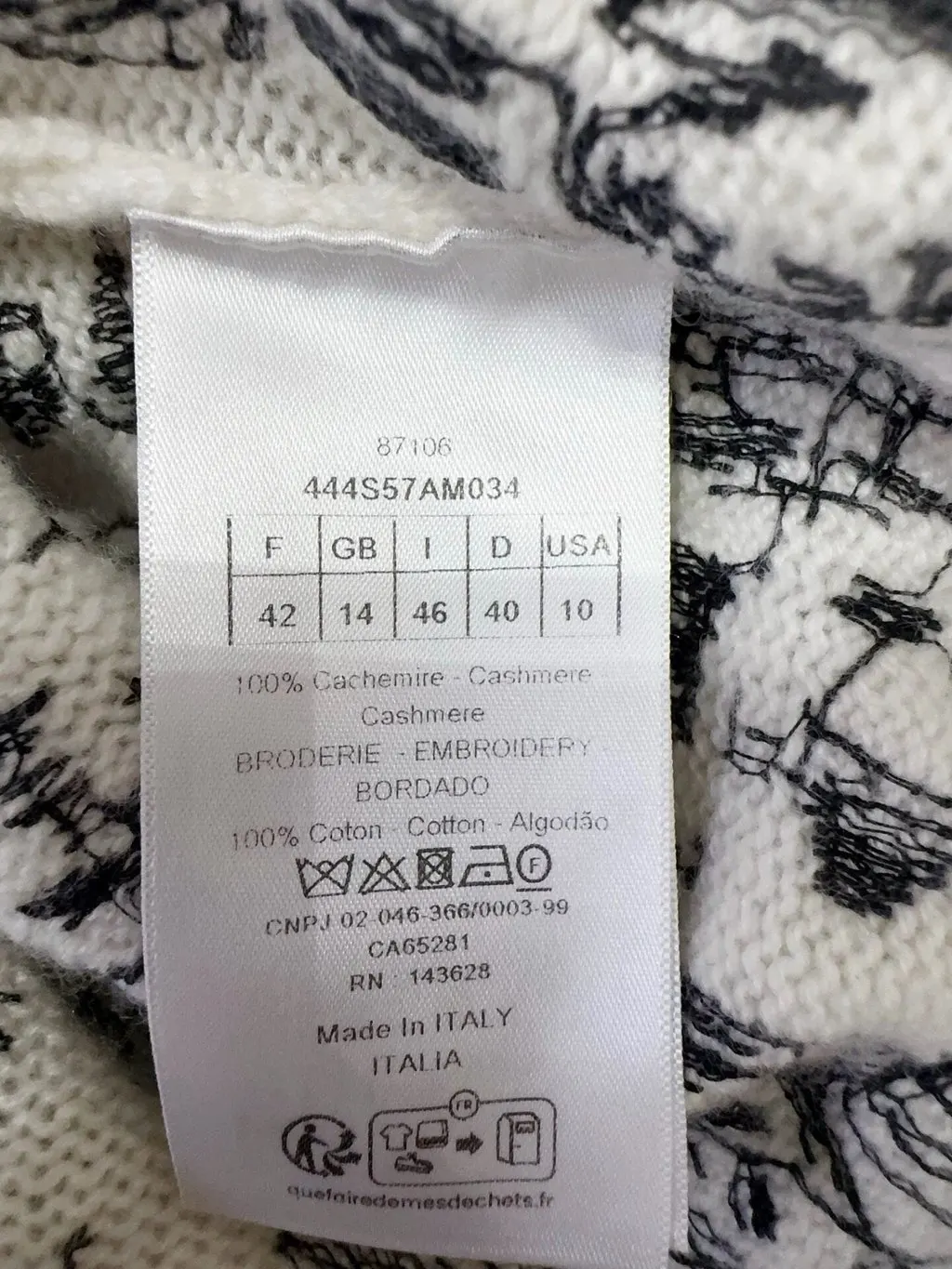 Dior Cashmere Knitwear MultiColor Cashmere Never worn, with tag - Box View