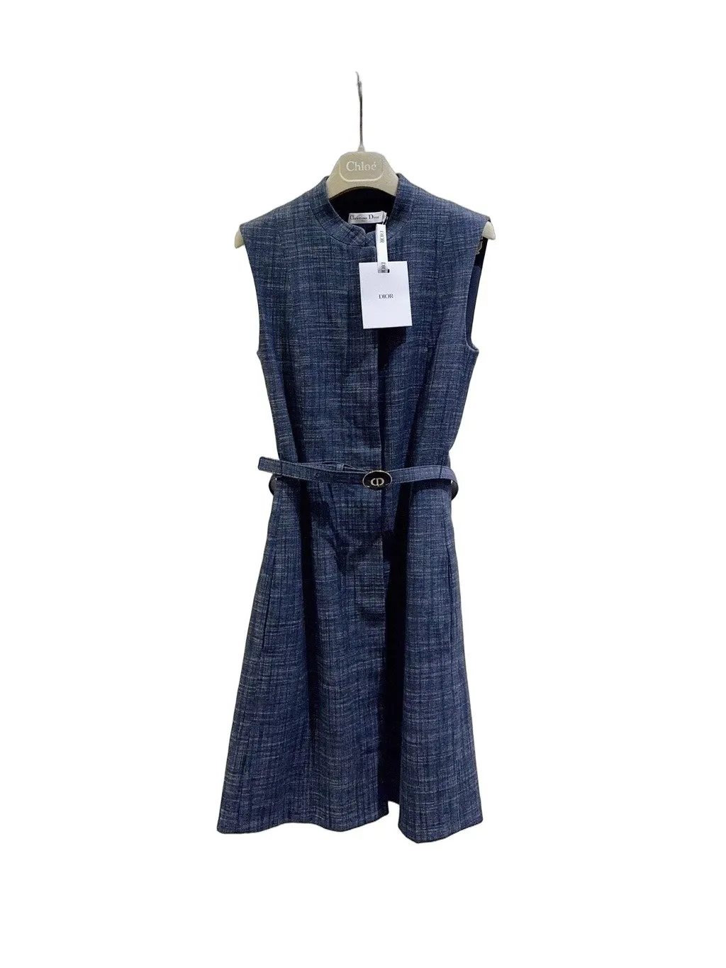 Dior Navy Tweed Dress Navy Tweed Never worn - Front View