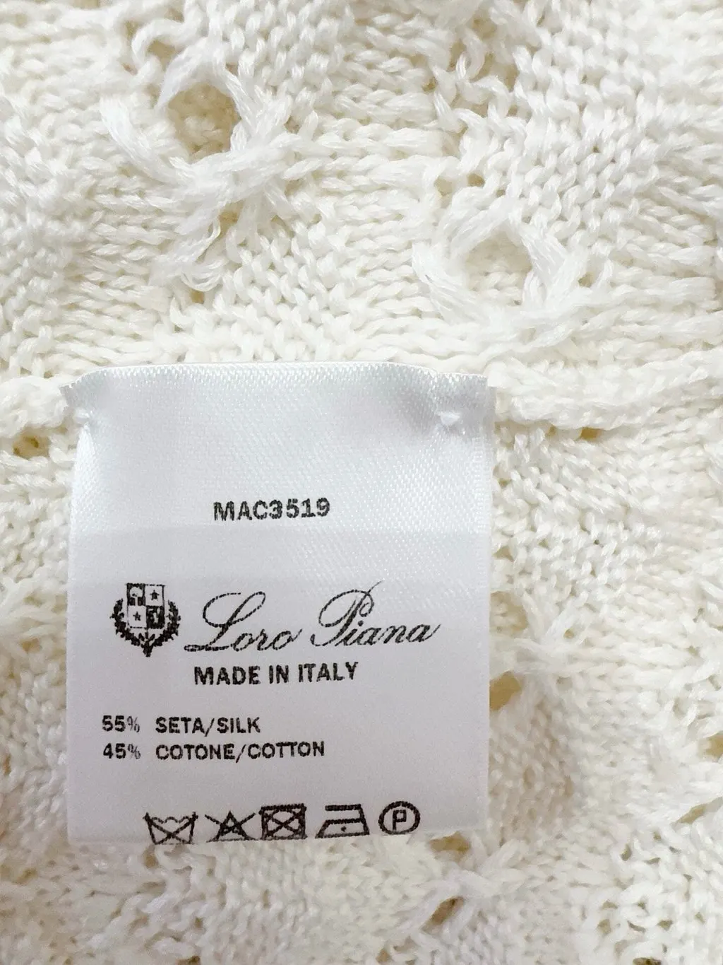 Loro Piana White Silk Knitwear White Silk Never worn, with tag - Model View
