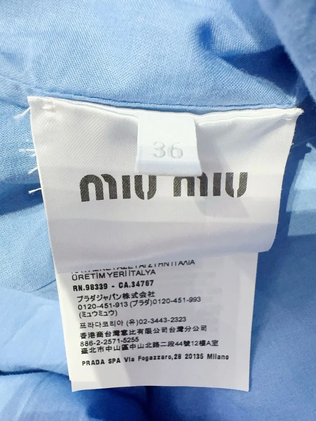 Miu Miu Blue Cotton Dress Blue Cotton Never worn - Model View