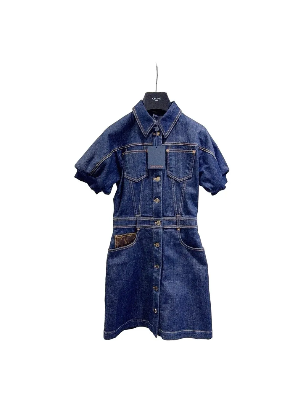 Louis Vuitton Blue Denim Dress Blue Denim Never worn, with tag - Front View