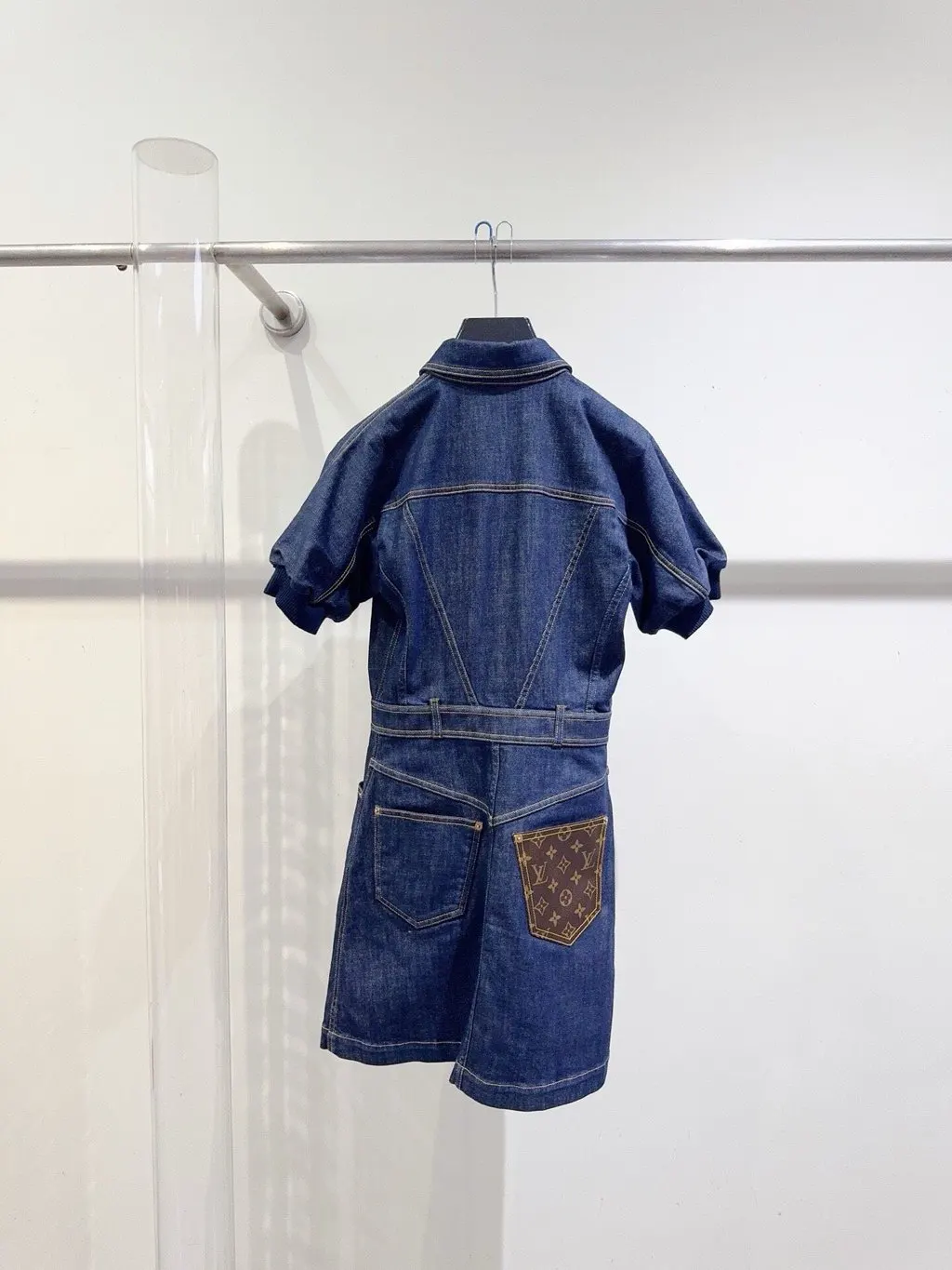Louis Vuitton Blue Denim Dress Blue Denim Never worn, with tag - Model View