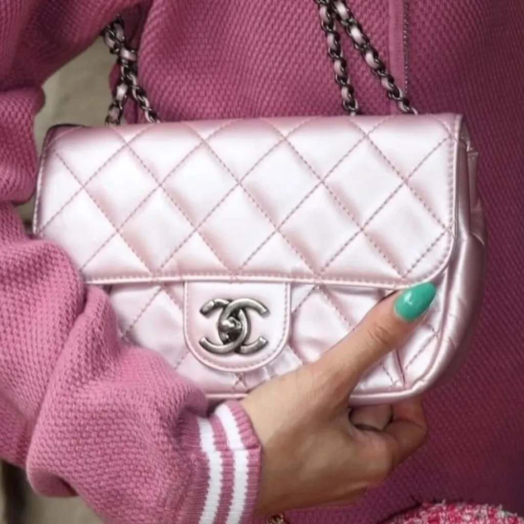 Chanel Classic Pink Leather Good - Back View
