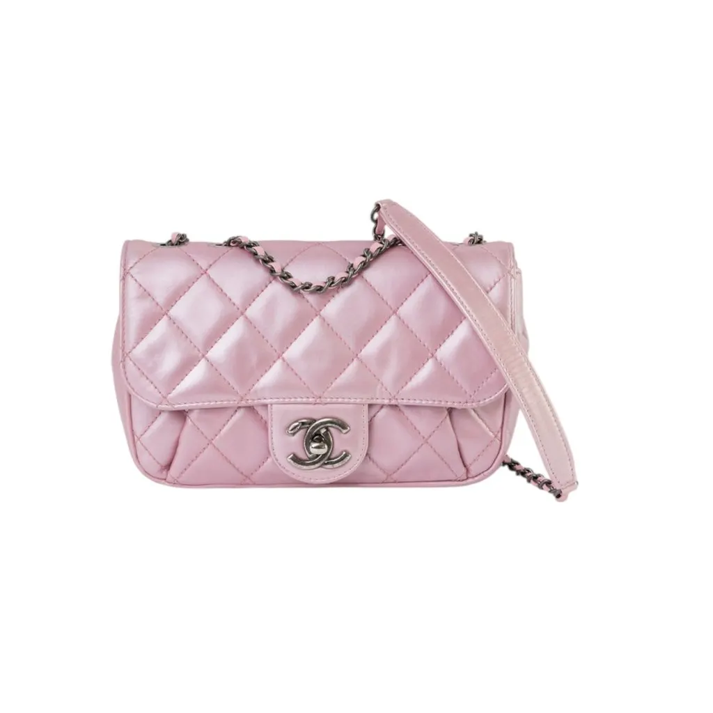 Chanel Classic Pink Leather Good - Front View
