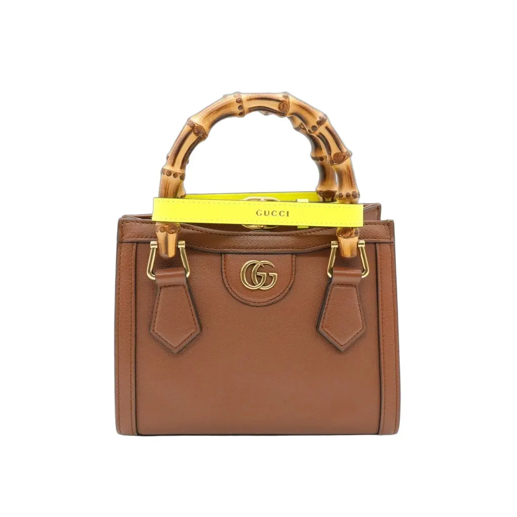Gucci ديانا ميني حقيبة توت بني جلد
