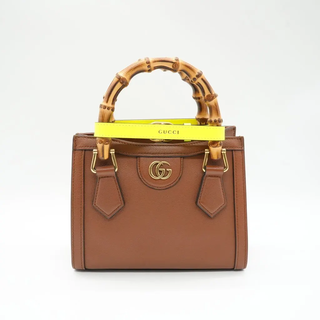 Gucci Diana Mini Tote Bag Brown Leather
