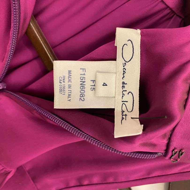 Oscar de la Renta Magenta Silk Dress - 4