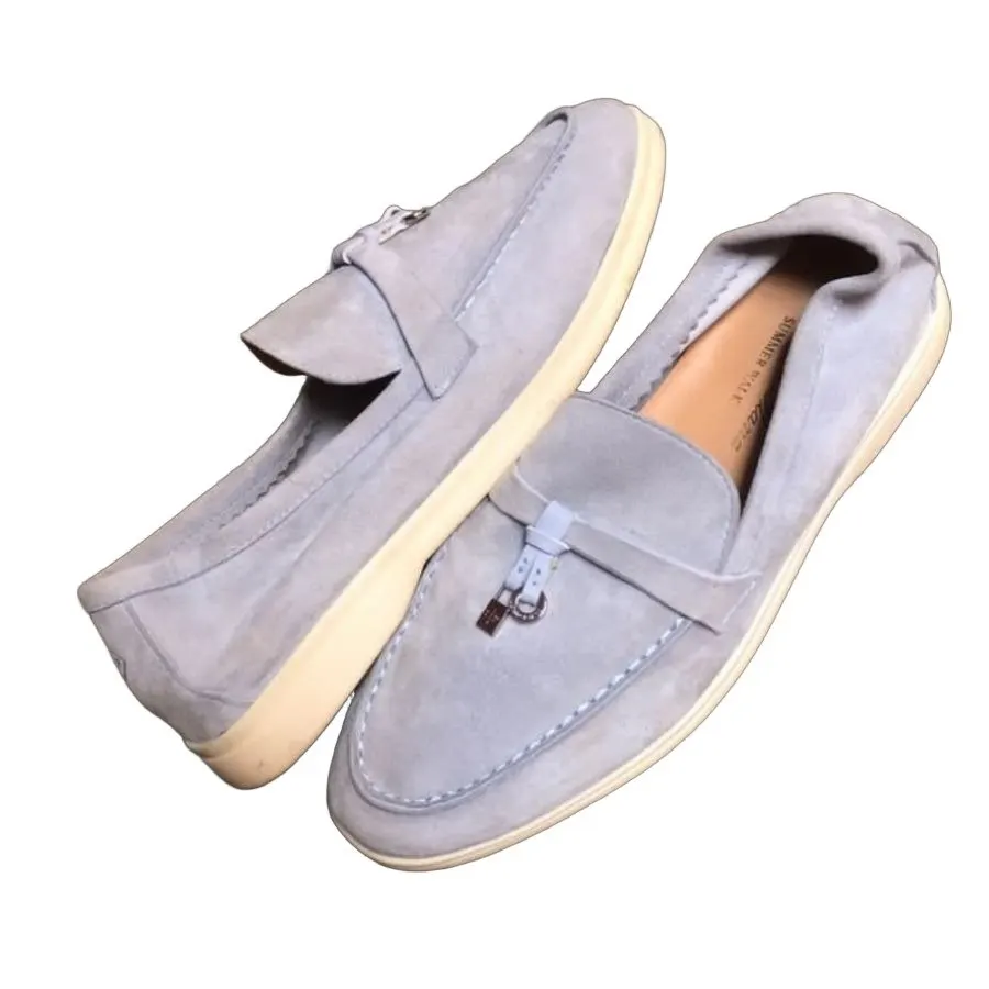 Loro Piana Women's Summer Charms Walk Loafer in the suede Spring Waterfall Melange