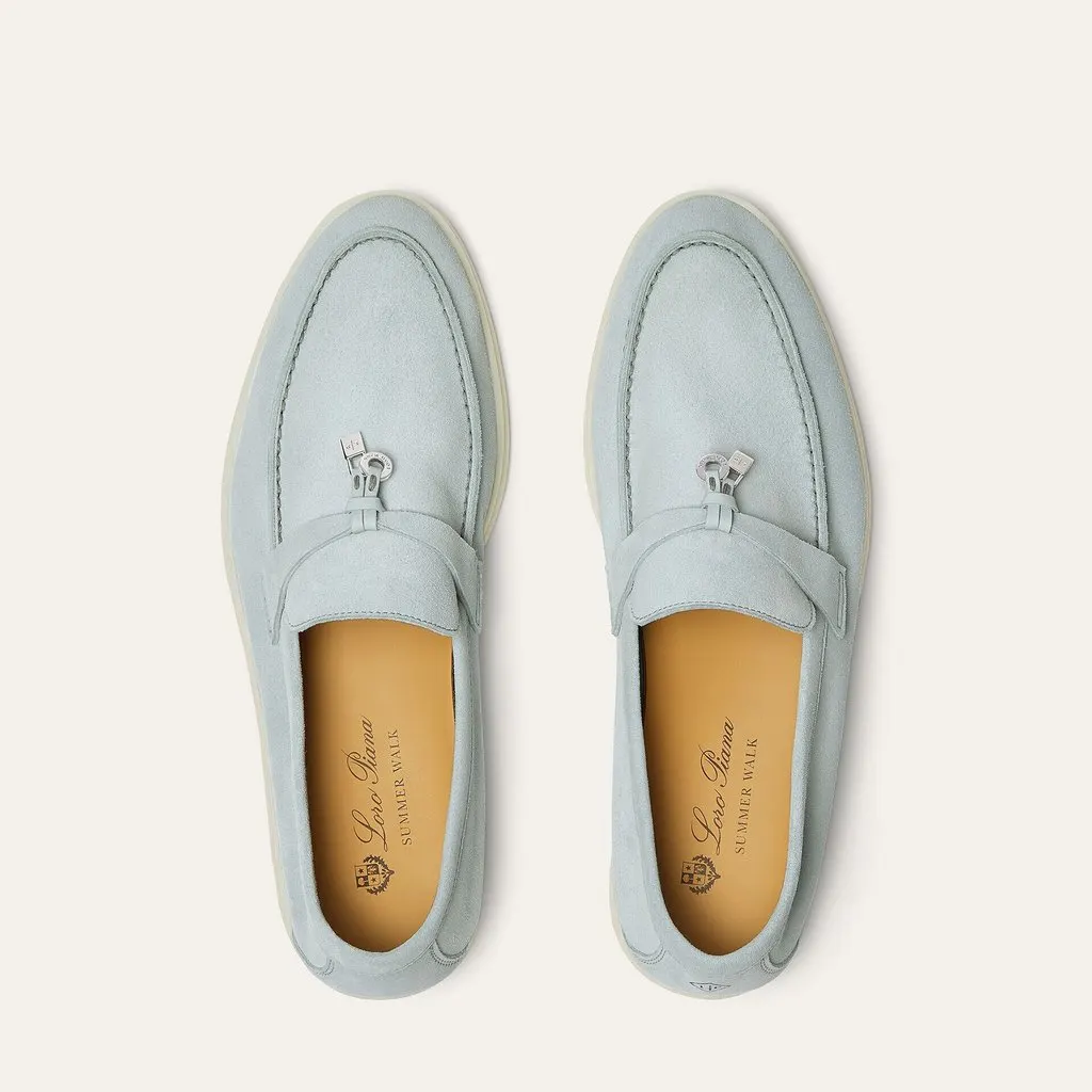 Loro Piana Women's Summer Charms Walk Loafer in the suede Spring Waterfall Melange Turquoise Suede Very good - Inside View