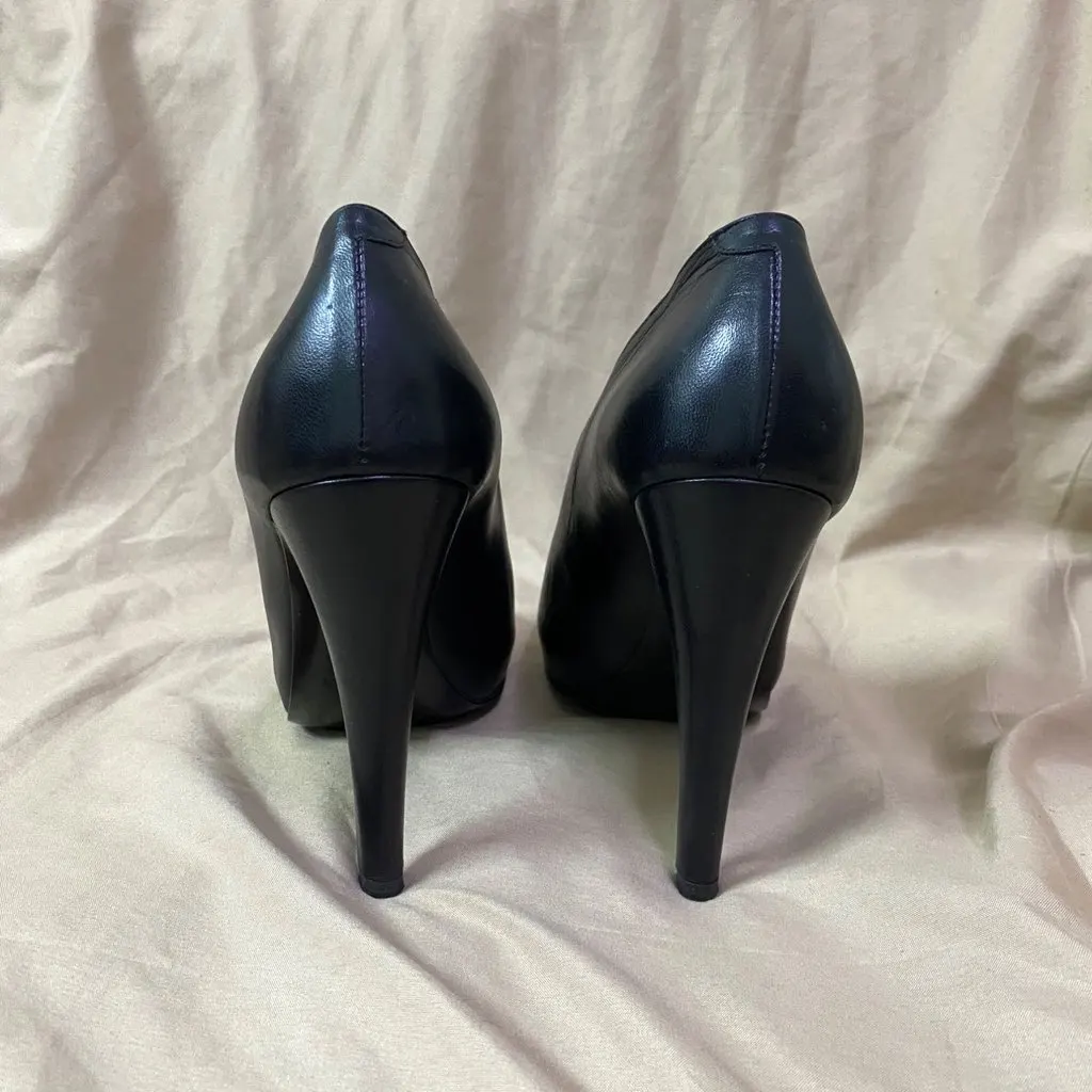 Hermès Hermes Florida Size 37 Black Leather Peep Toe Pumps Black Very good - Box View