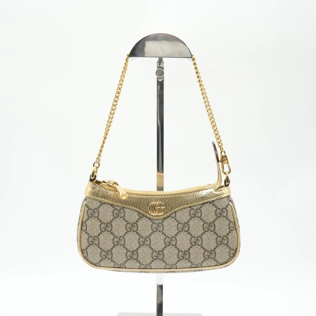 Gucci Ophidia Mini Bag Bicolor Beige Canvas Very good - Box View