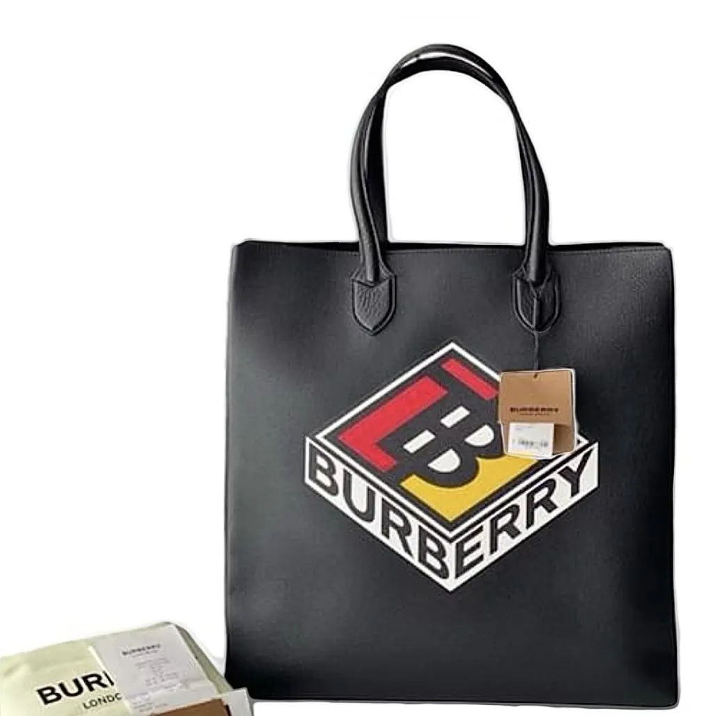 Burberry Burberry Tote Bag Kane Logo Black Leather Never worn, with tag - Box View