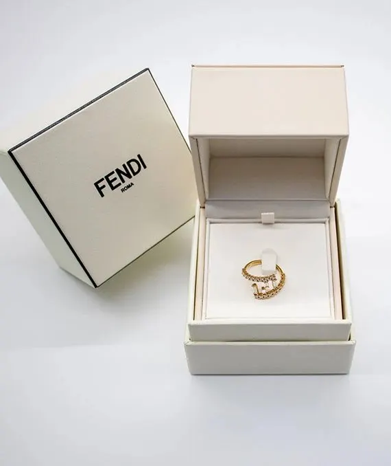 Fendi Gold Ring with Diamonds Gold Gold Very good - Back View