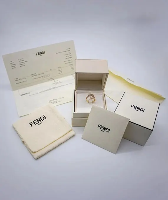 Fendi Gold Ring with Diamonds Gold Gold Very good - Box View