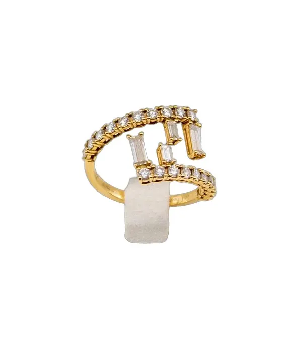 Fendi Gold Ring with Diamonds Gold Gold Very good - Front View