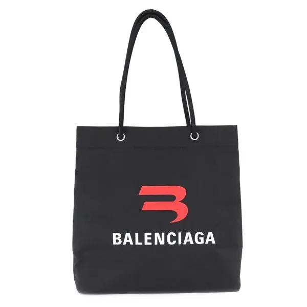 Balenciaga Black Explorer Logo Small Embroidered Tote Bag Black Very good - Front View