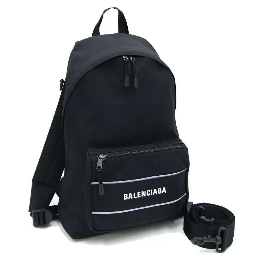 Balenciaga Black Recycled Nylon Sport Crossbody Backpack Black Polyamide Very good - Front View