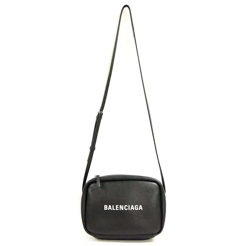 Balenciaga Size S Black Calfskin Leather logo Everyday Camera Bag Black Leather Very good - Front View