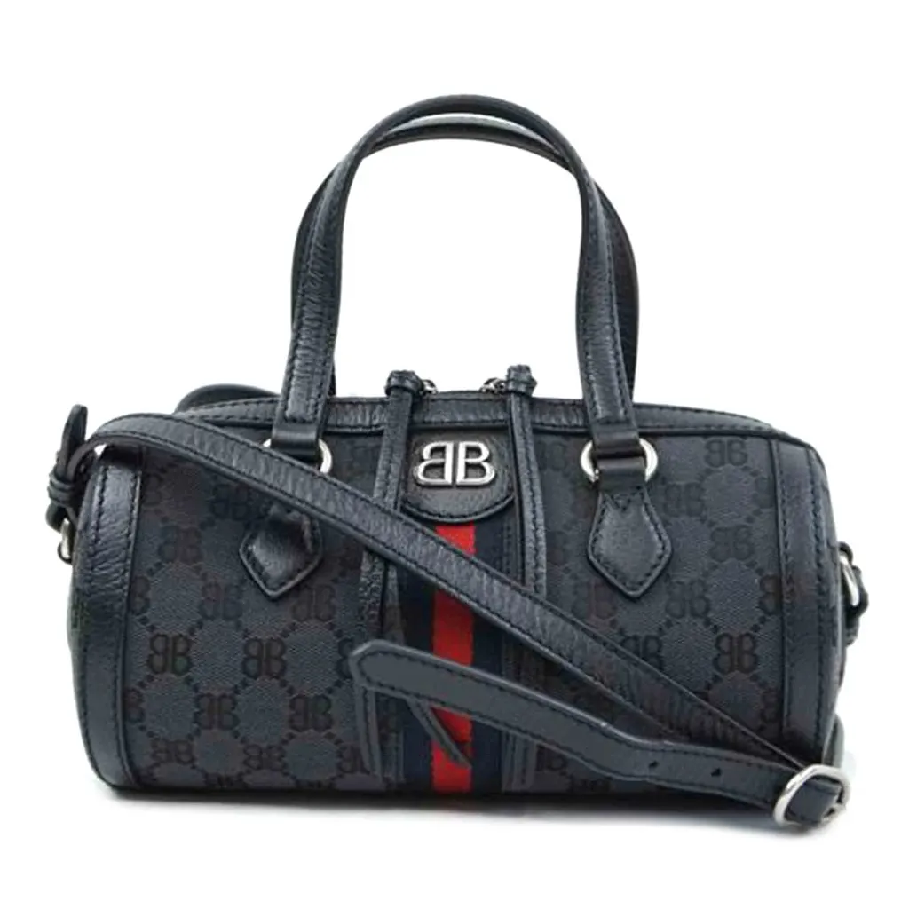 Balenciaga Gucci Black Canvas and Leather The Hacker Project Boston Bag Black Canvas Very good - Front View