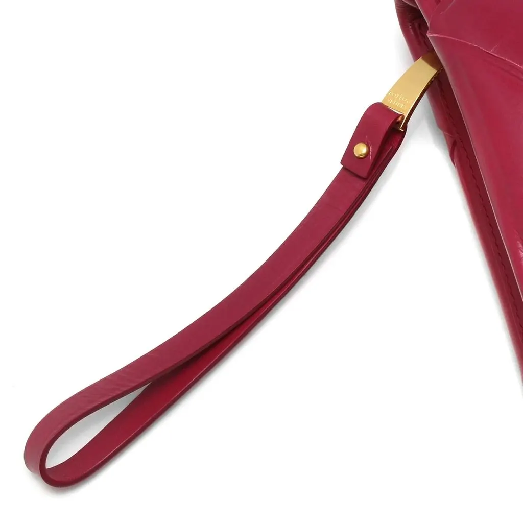 Bottega Veneta Amaranth Leather Maxi Intrecciato Padded Clutch Burgundy Leather Very good - Inside View