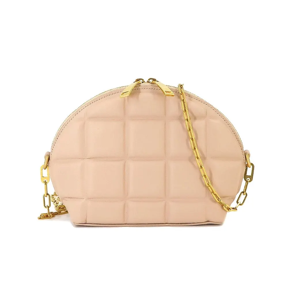 Bottega Veneta Beige Leather Padded Half Moon Chain Shoulder Bag Beige Leather Very good - Front View