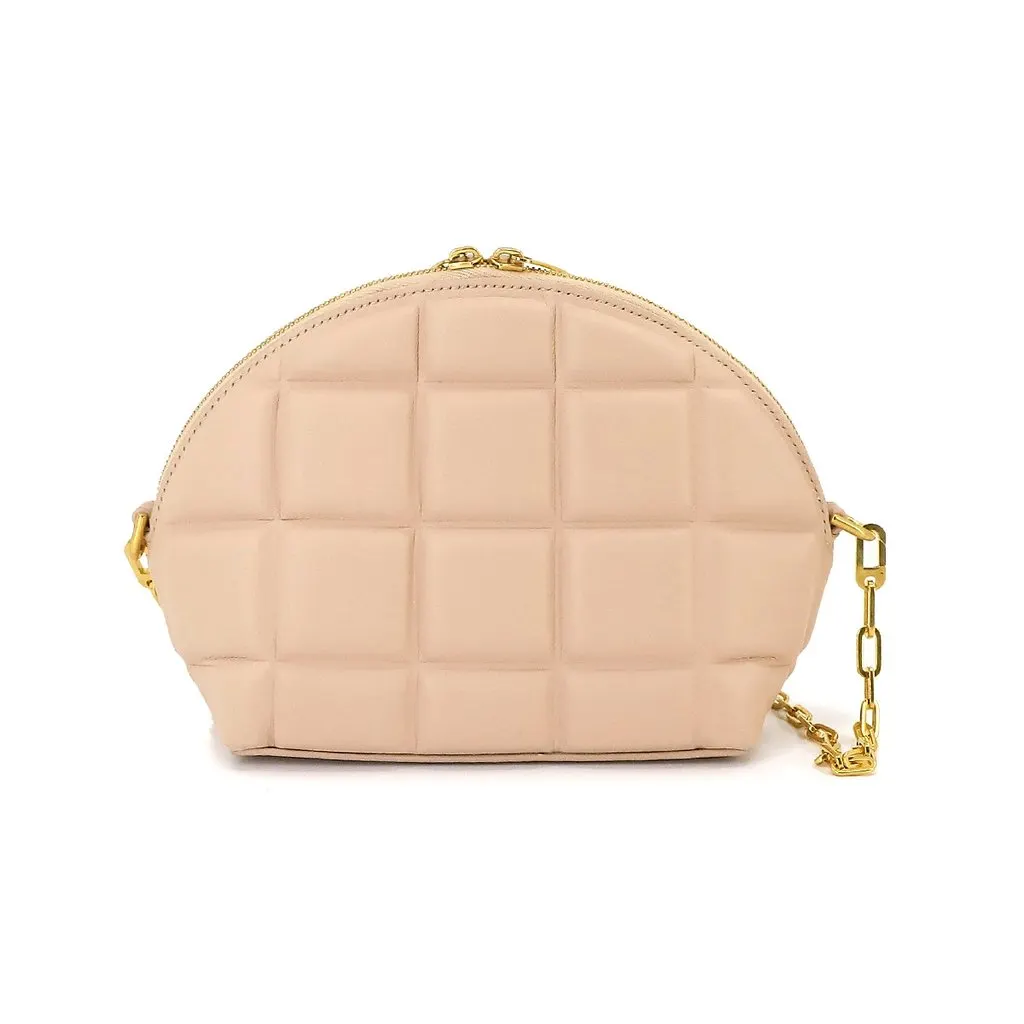Bottega Veneta Beige Leather Padded Half Moon Chain Shoulder Bag Beige Leather Very good - Back View