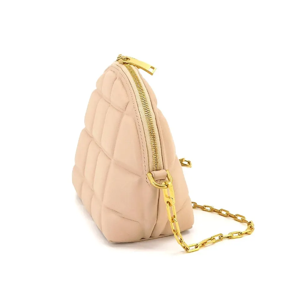 Bottega Veneta Beige Leather Padded Half Moon Chain Shoulder Bag Beige Leather Very good - Inside View