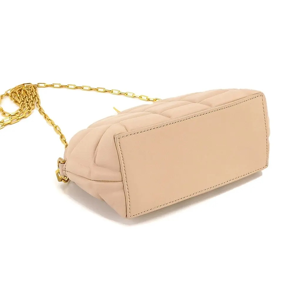 Bottega Veneta Beige Leather Padded Half Moon Chain Shoulder Bag Beige Leather Very good - Model View