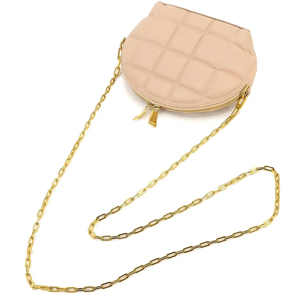 Bottega Veneta Beige Leather Padded Half Moon Chain Shoulder Bag Beige Leather Very good - Box View