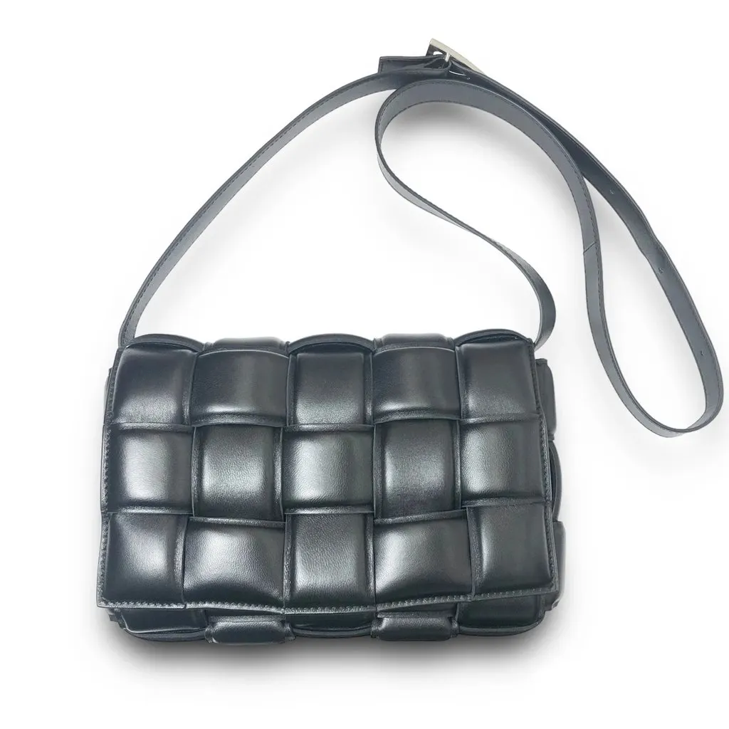 Bottega Veneta Black Padded Leather Cassette Shoulder Bag Black Leather Very good - Back View