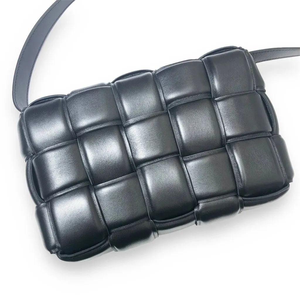Bottega Veneta Black Padded Leather Cassette Shoulder Bag Black Leather Very good - Model View