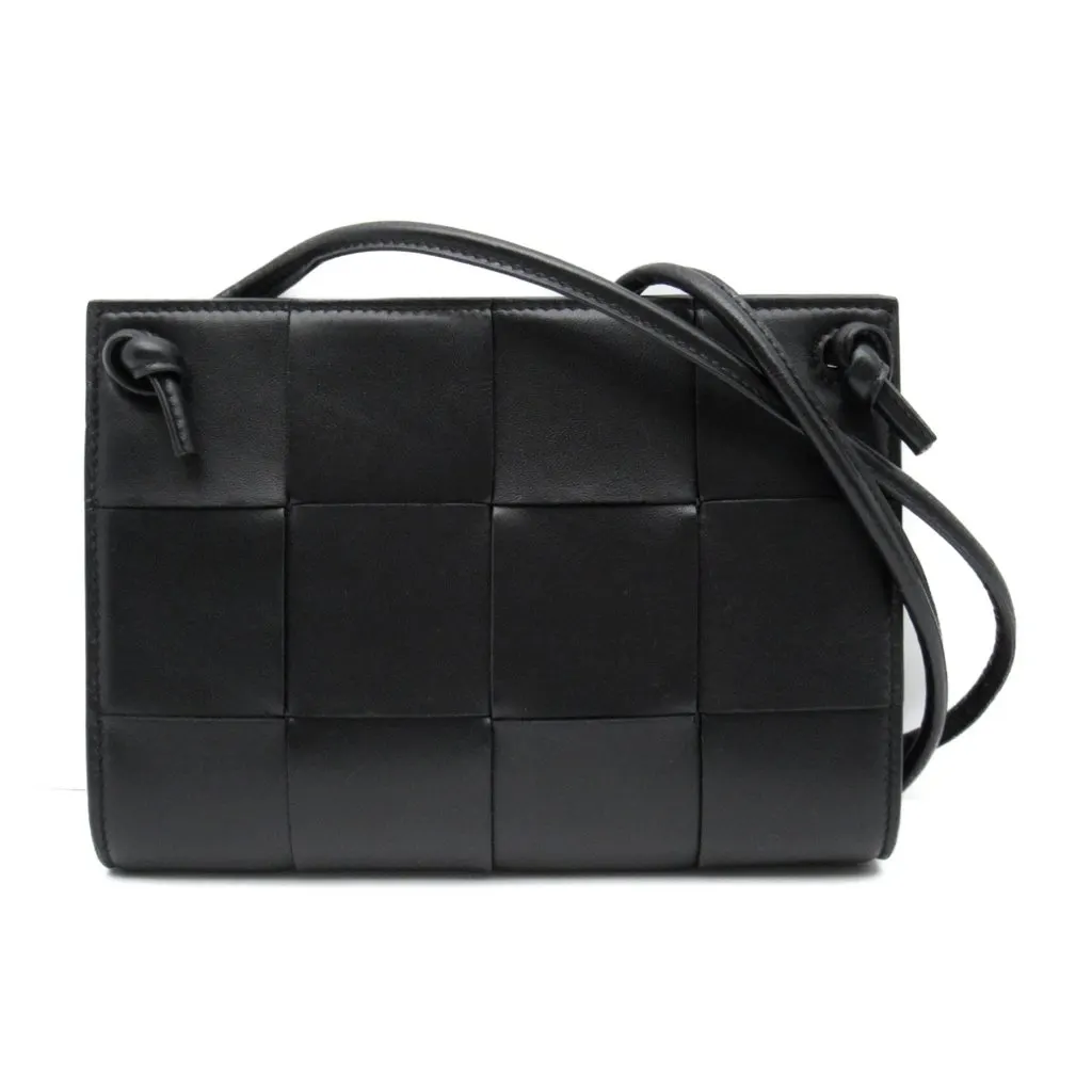 Bottega Veneta Serial Black Leather Shoulder Bag Black Leather Very good - Front View