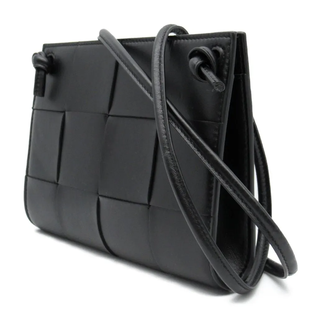 Bottega Veneta Serial Black Leather Shoulder Bag Black Leather Very good - Back View
