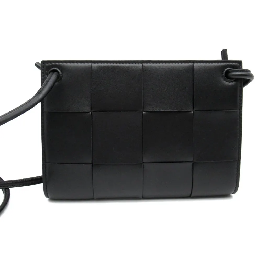 Bottega Veneta Serial Black Leather Shoulder Bag Black Leather Very good - Inside View