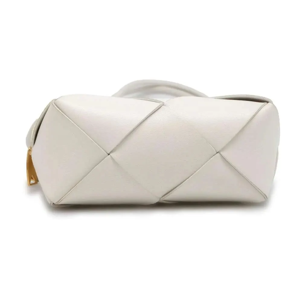 Bottega Veneta White Intreccio Leather Mini Cassette Camera Crossbody Bag White Leather Very good - Inside View