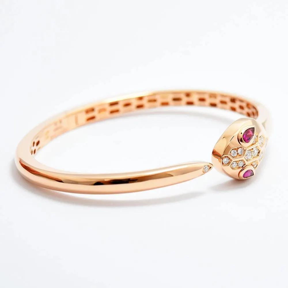 Bvlgari Bangle Snake Diamond Tourmaline K18PG 750 MultiColor Gold Very good - Box View