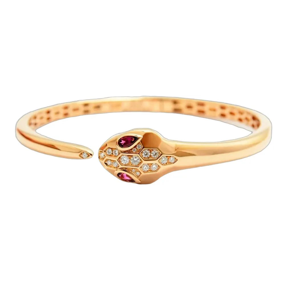Bvlgari Bangle Snake Diamond Tourmaline K18PG 750 MultiColor Gold Very good - Front View