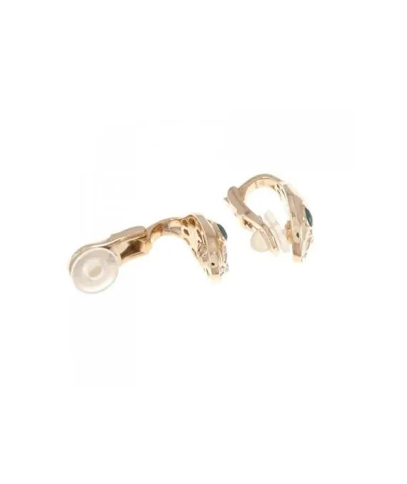Bvlgari Serpenti Malachite and diamond Earrings In Rose Gold Gold Gold Very good - Inside View