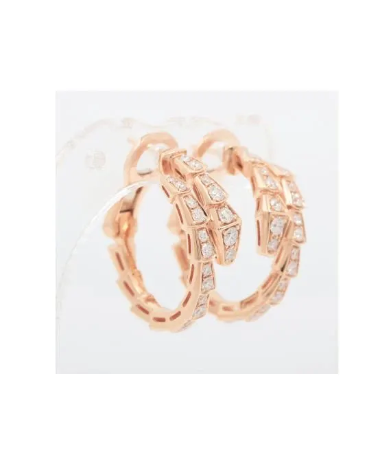 Bvlgari Serpenti Viper Diamond Earrings In Rose Gold Gold Gold Good - Back View