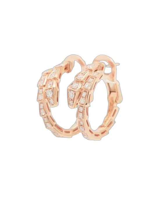 Bvlgari Serpenti Viper Diamond Earrings In Rose Gold Gold Gold Good - Front View